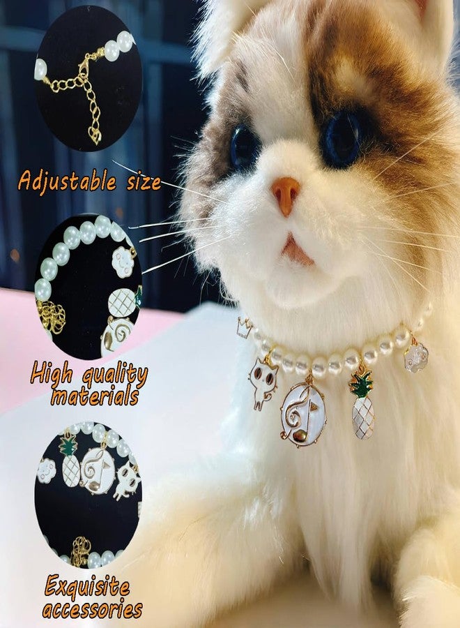 Ouliget Pet Cat Pearl Collar,Adjustable Cute Cat Dog Necklace,Fashion Pearl Jewelry Gifts Pendant for Small Animal Gift Decoration,8 to 10 inches - Image 3